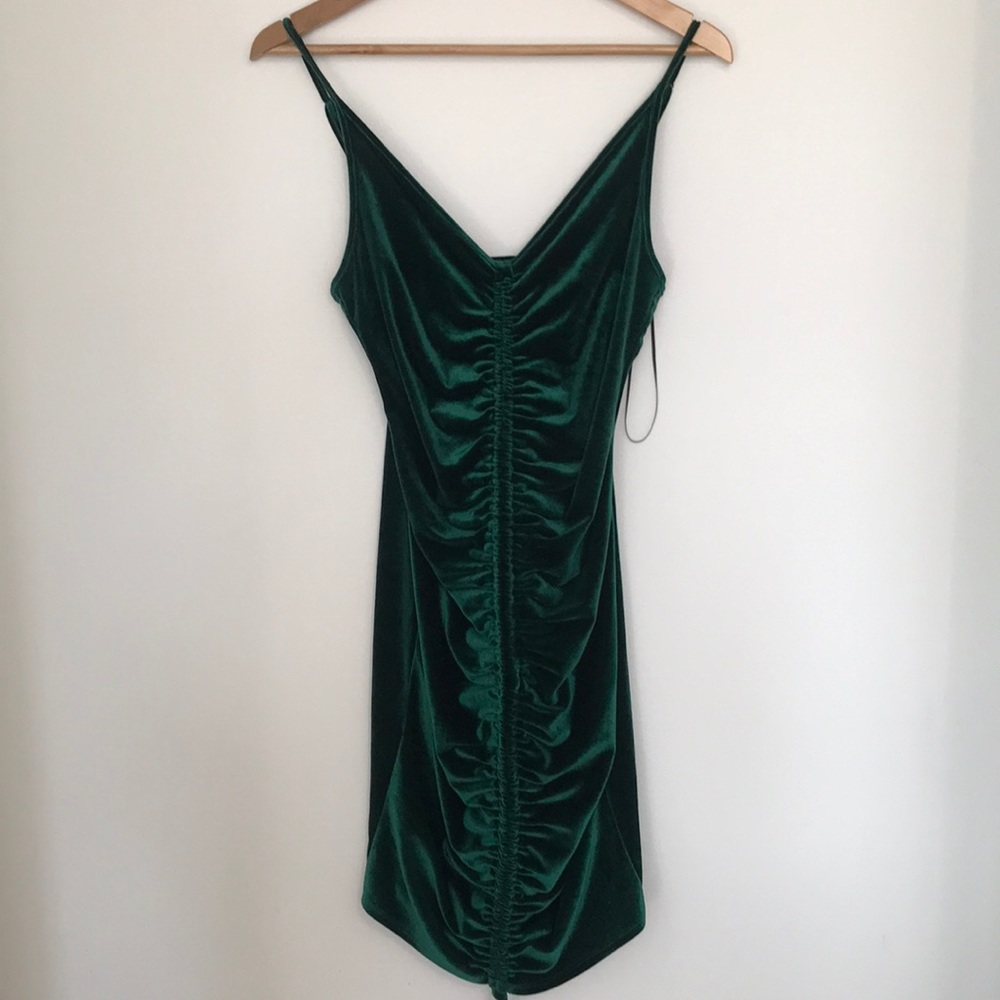 fashion Nova velvet night dark green dress